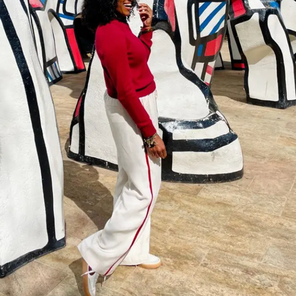 Naadam Cranberry Polo Sweater SMALL Wool Cashmere Cropped Soft Designer $300 - Picture 6 of 12